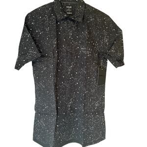 HURLEY Destroyer Button-Down Short-Sleeve Shirt AH4887 Black/White Men's SM NWT